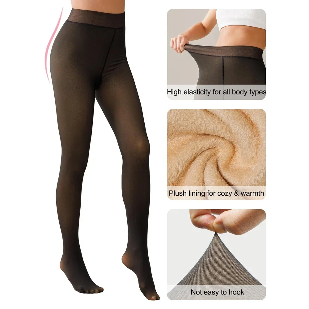 Tournesol Women's Black Fleece Lined Tights Warm Pantyhose Fake Xs-M - NWT